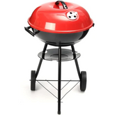 Portable Charcoal Kettle BBQ Grill – Round Barbecue with Ventilation & Wheels
